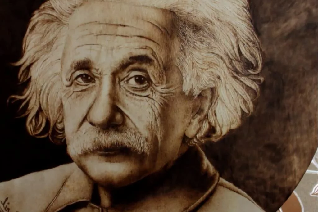 Realistic pyrography of Albert Einstein