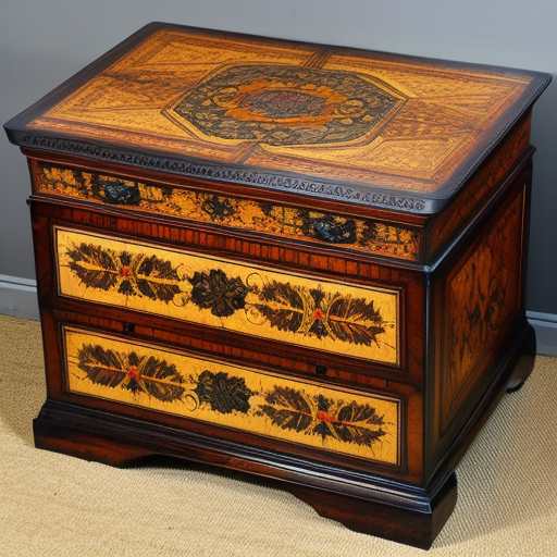 Victorian time pyrography on wooden chest