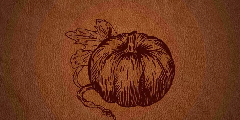 Pumpkin woodburn art on faux leather