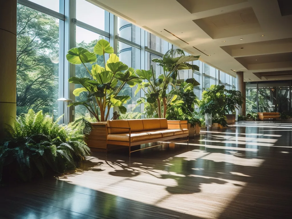 A beautiful lobby having wooden floor