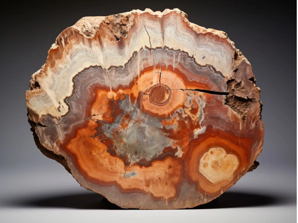 Cross section reveals the properties of petrified wood