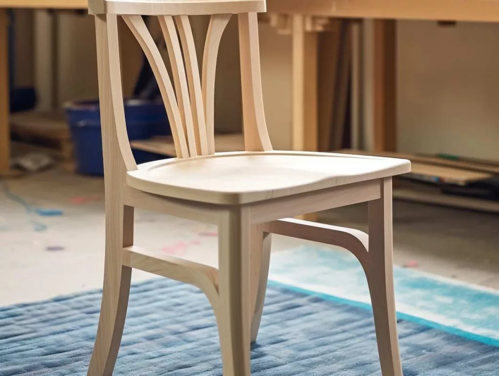 Unfinished oak wood chair for reading room