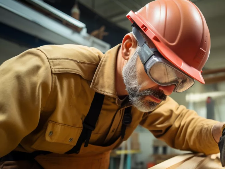 A woodworker inspecting the woods