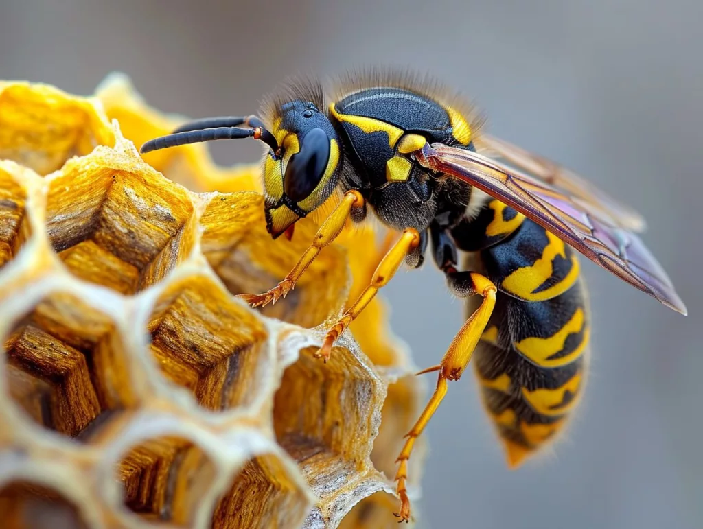 Paper wasp is building nest