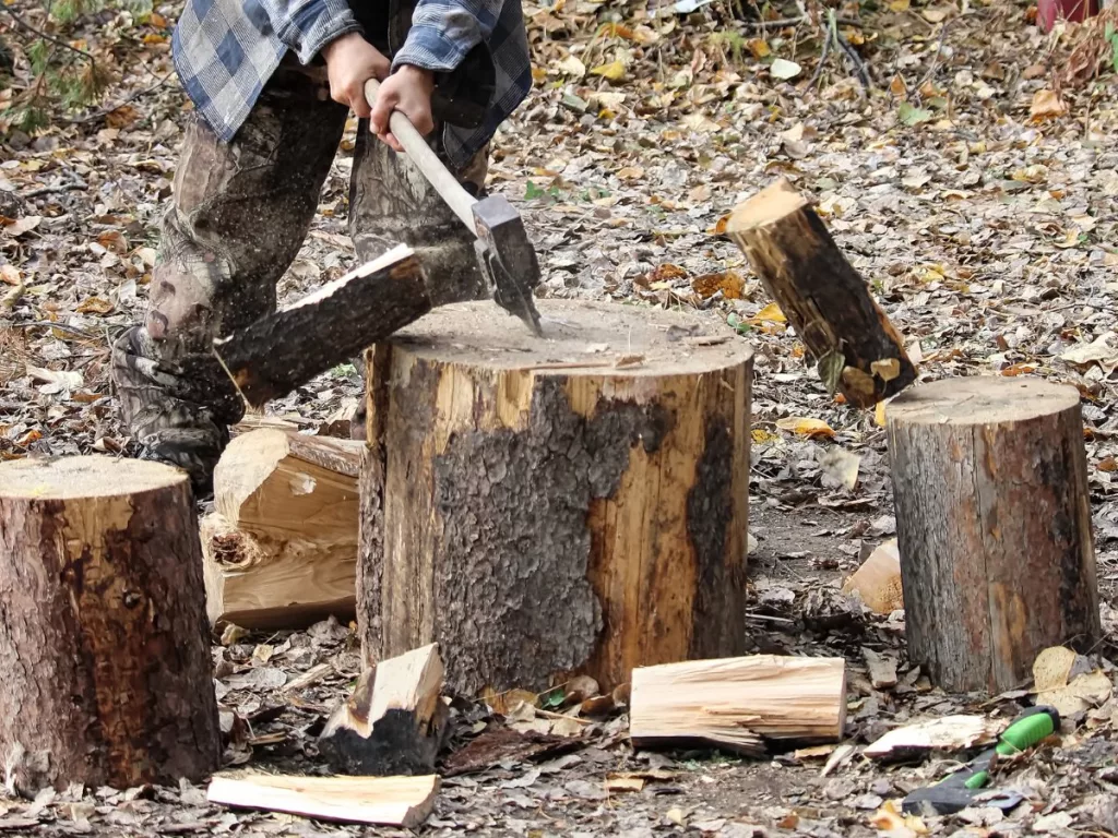 Splitting wood has specific process
