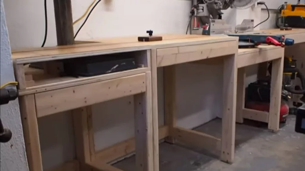 Woodworking bench before installing drawers