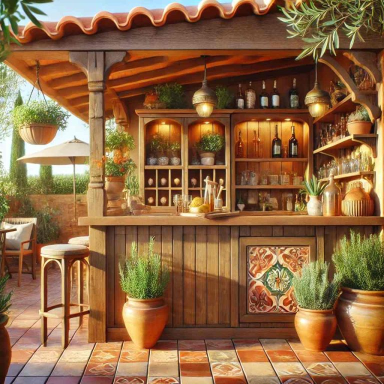 Outdoor Kitchen Bars with Wooden Cabinets