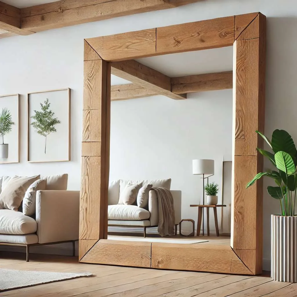 Rectangular Oak Beam Mirror