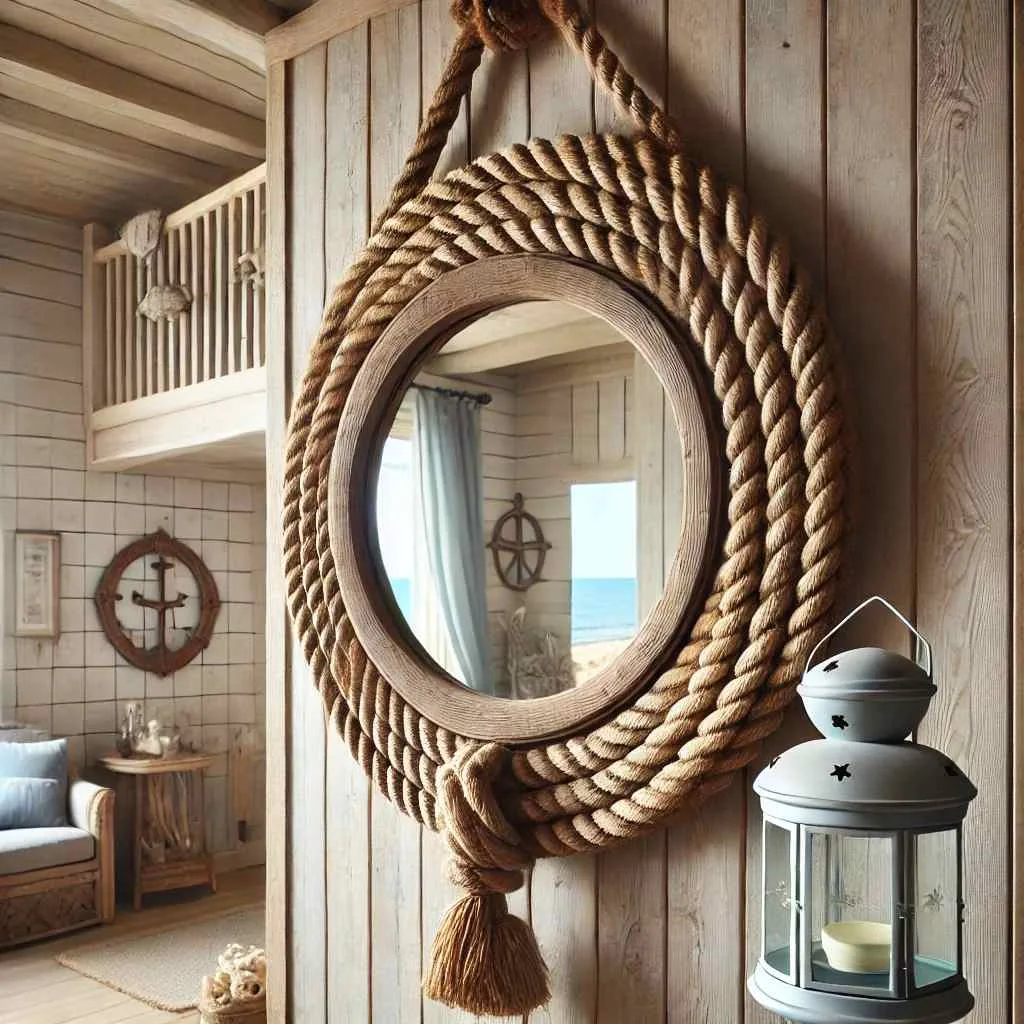 Rustic Rope-Hung Mirror