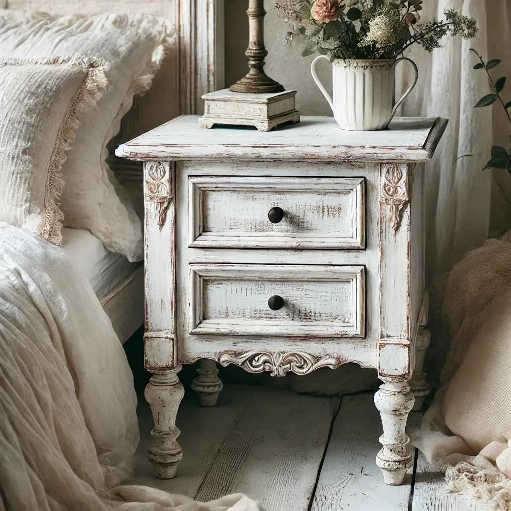 White-Washed Bedside Table