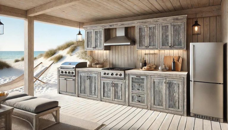 Wooden Cabinet Designs for Outdoor Kitchens Featuring Appliances