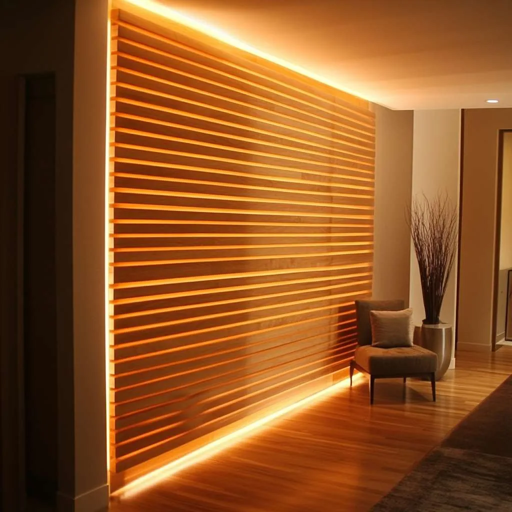 Backlit Wood Slat Wall