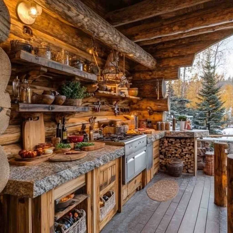 Beautiful Rustic Wood Outdoor Kitchen Setups