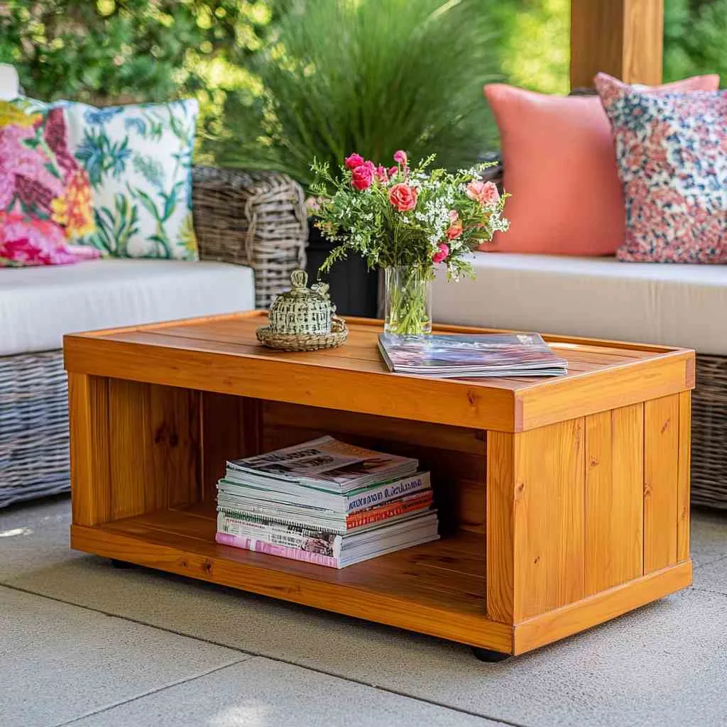 Cedar Wood Coffee Table with Storage