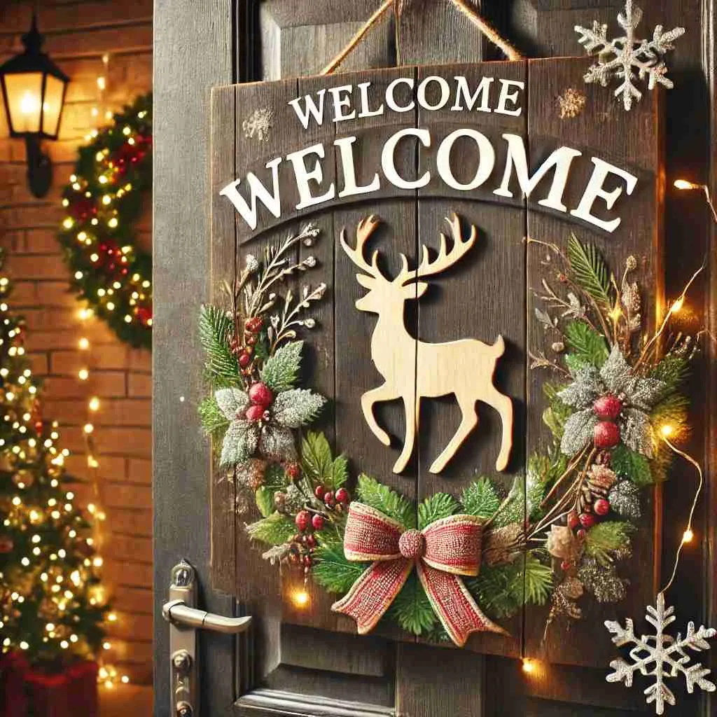 Christmas Deer Welcome Sign