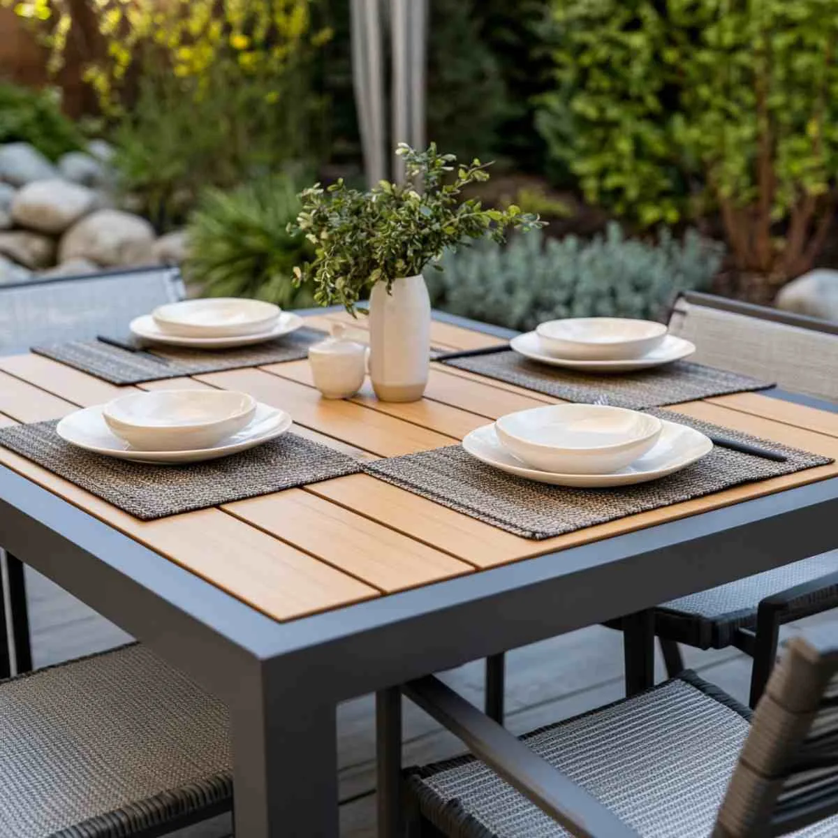 Composite Wood and Aluminum Dining Table