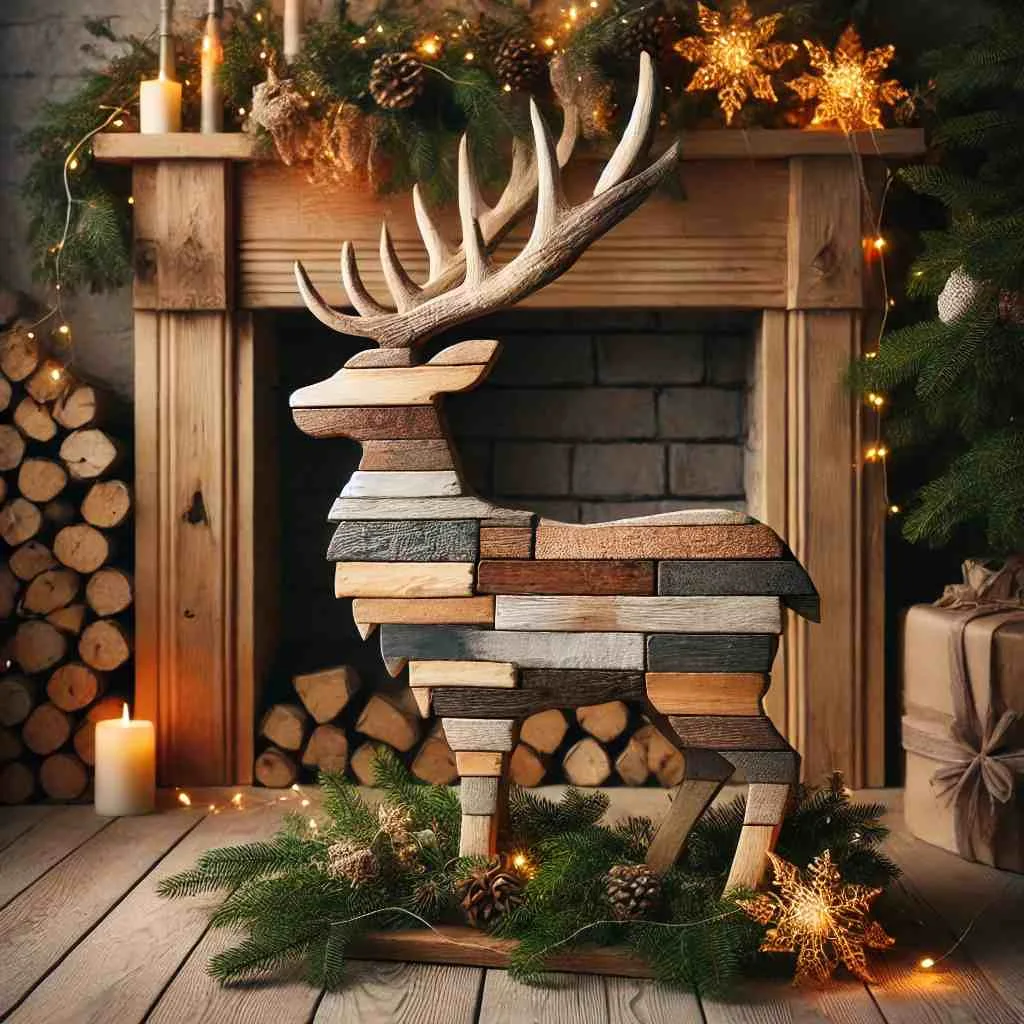 Reclaimed Wood Deer Sculpture