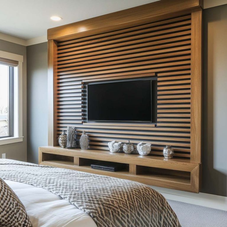 Stylish Bedroom Slat Wall Ideas with TVs for a Modern Look