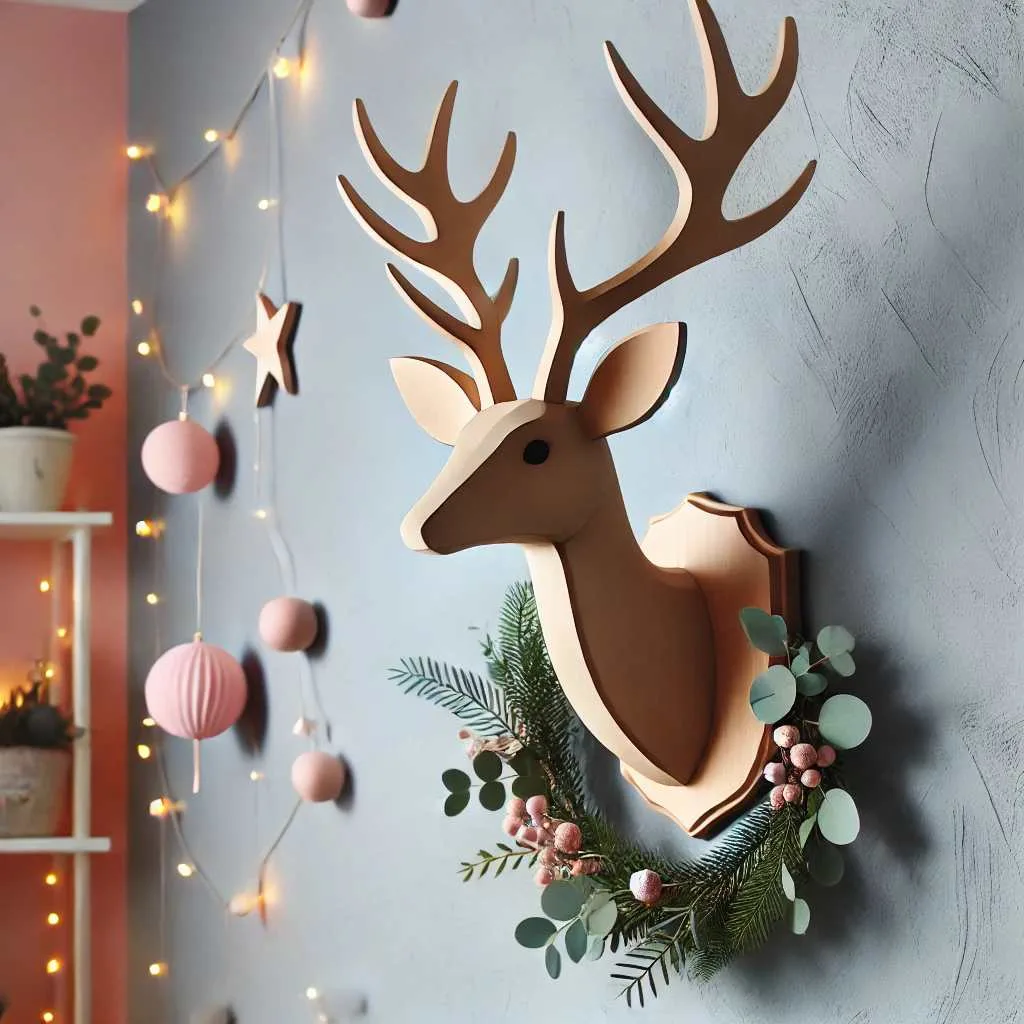 Wooden Deer Head Wall Mount