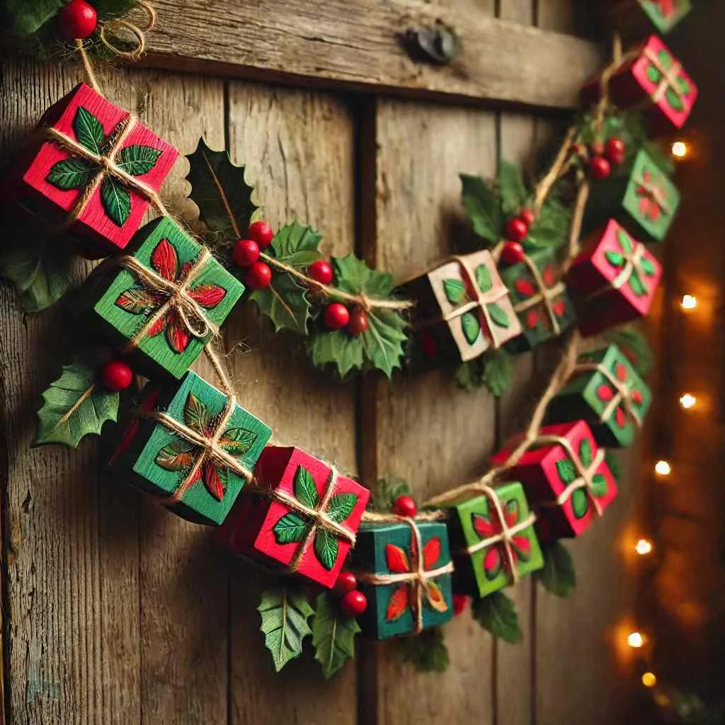 Wooden Garland Made of Blocks