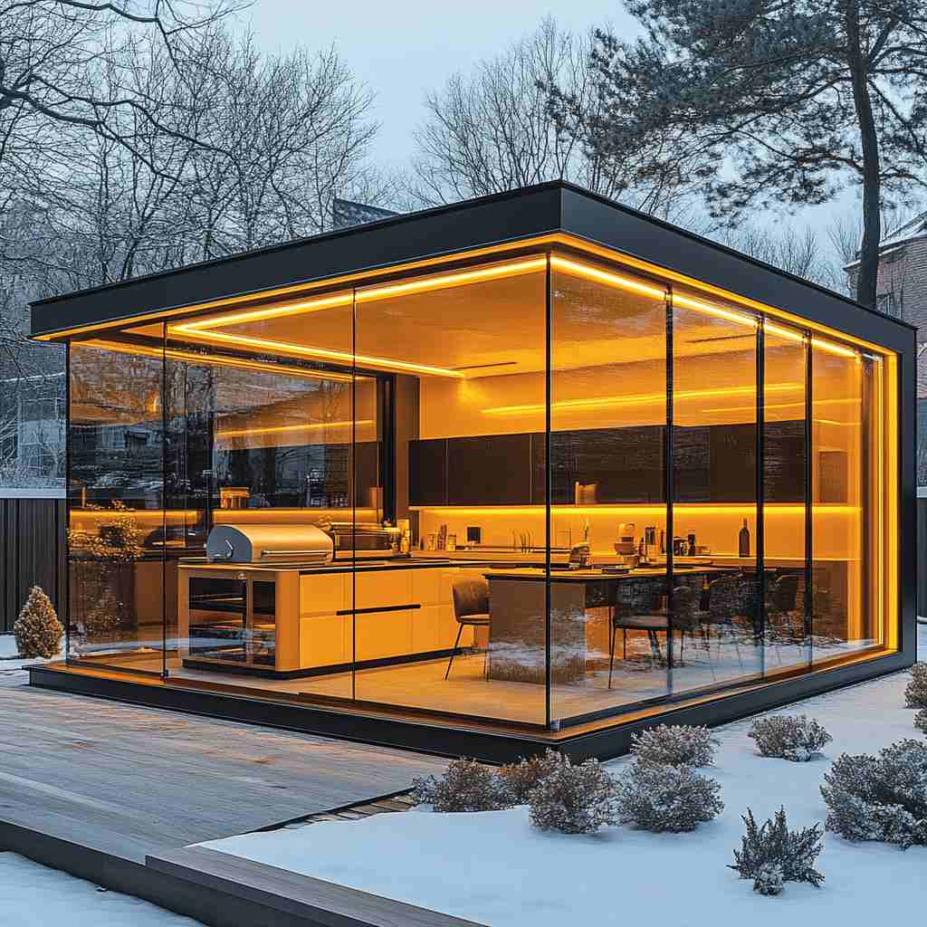 Glass Enclosed Outdoor Kitchen