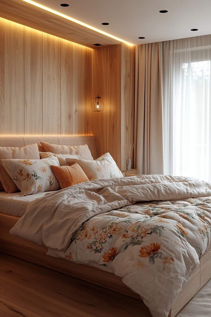 Floor-to-Ceiling Wooden Paneling for a Cozy Retreat