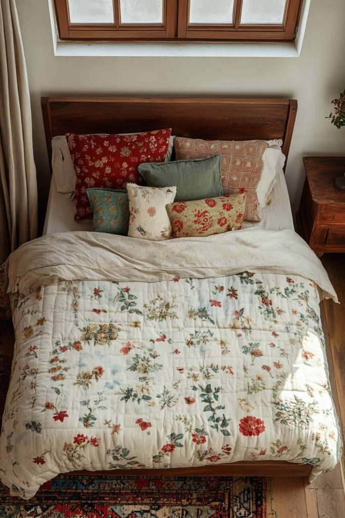 Wood Bed Frame with Soft Neutral Walls