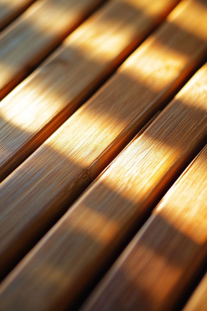 Close-Up of Bamboo Wall Texture with Shadow Play