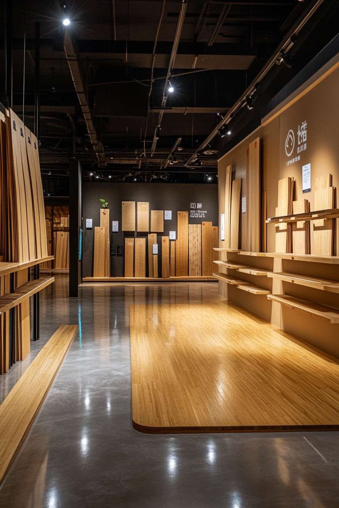 FSC-Certified Bamboo Panels in a Warehouse Showroom
