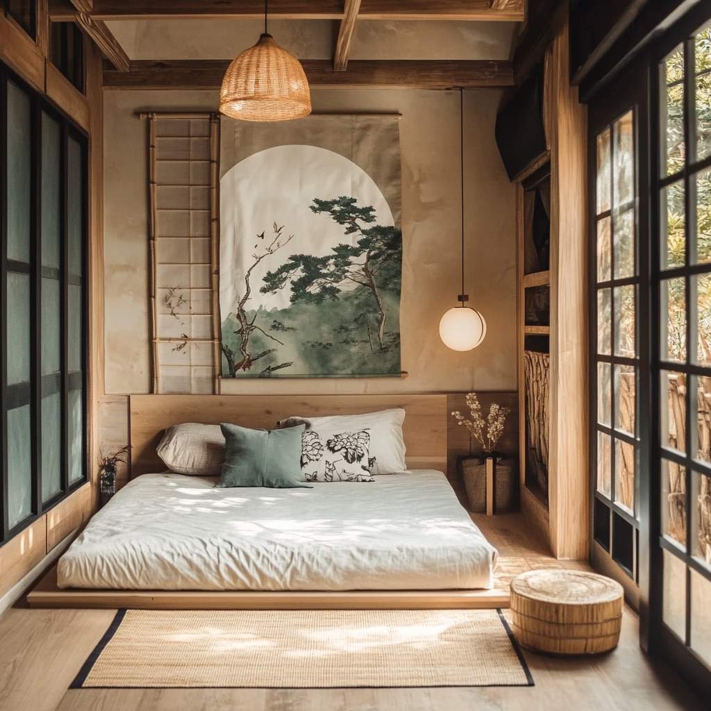 Japandi-Inspired Tiny Bedroom