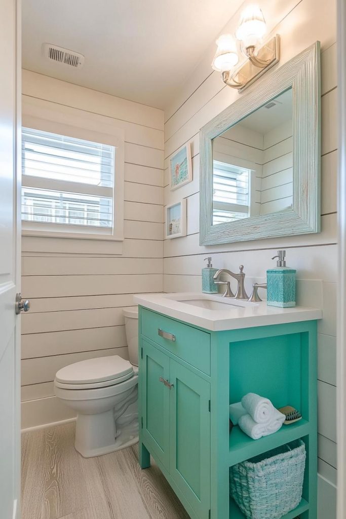 Small Coastal Bathroom with Soft Tones