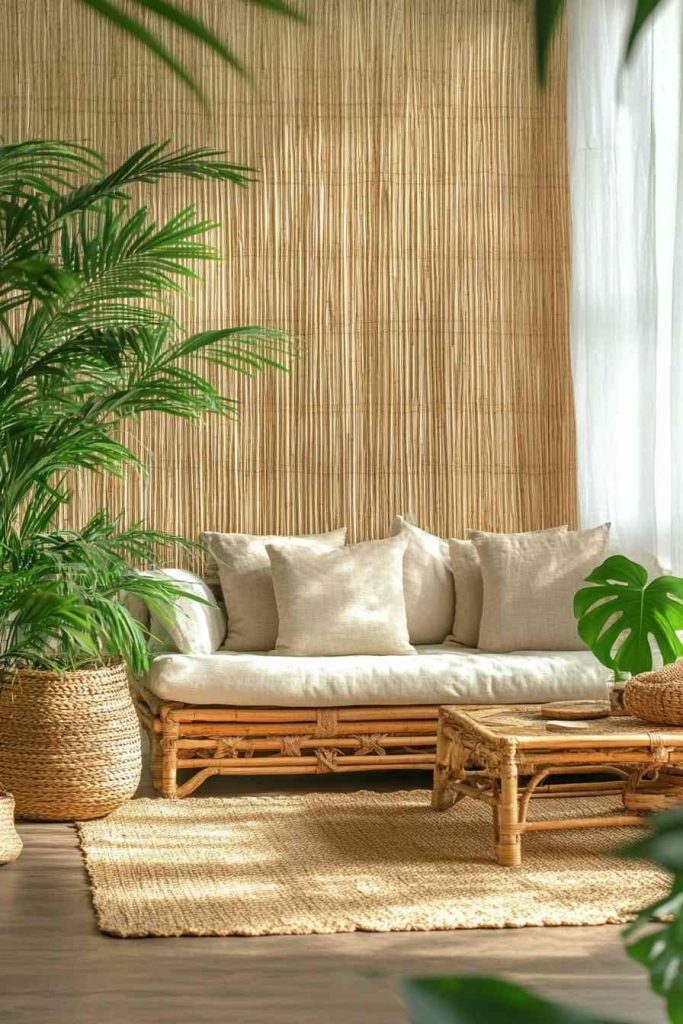 Tropical-Bamboo-Wall-Living Room