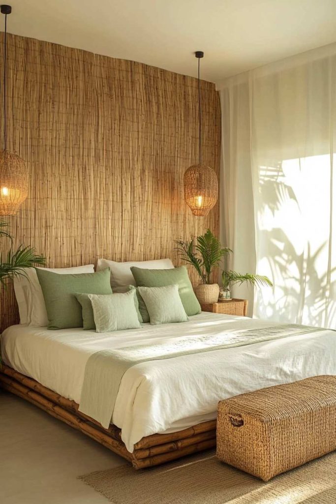 Tropical Bedroom Bamboo Wall