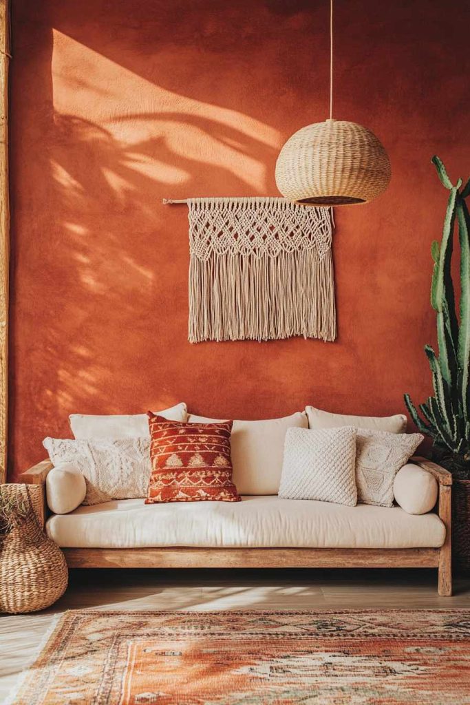A Beautiful Sofa Set-up in Boho-style Living Room