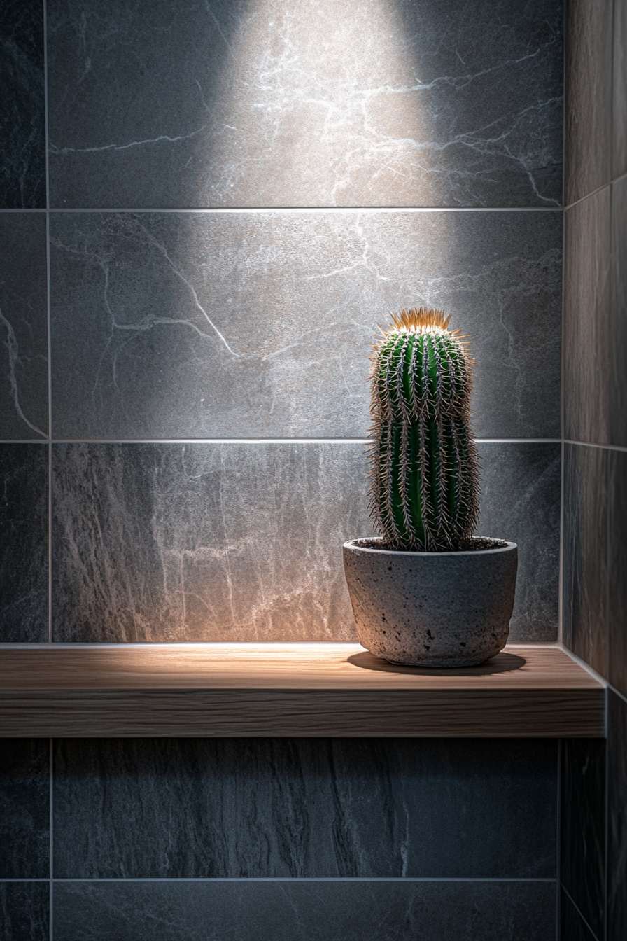 Beautiful Soft Lighting Highlighting Cactus on Shelf