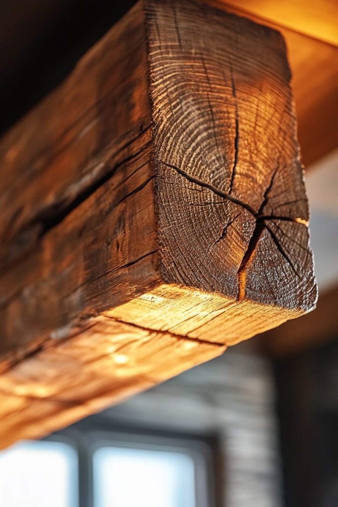 Close-up of Hand-Hewn Beams
