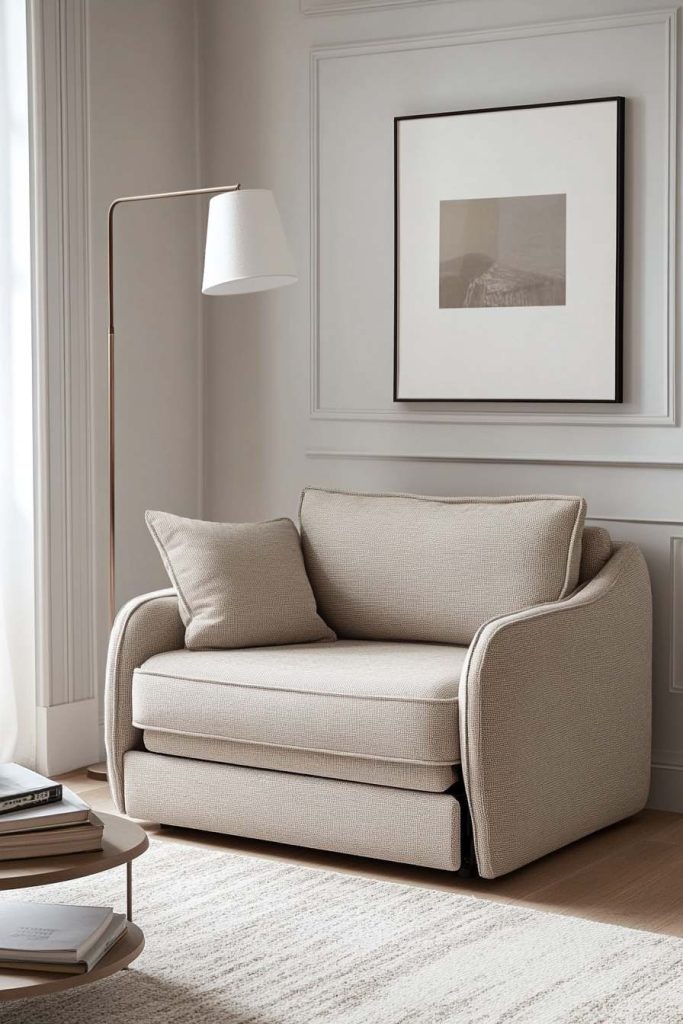 Compact Living Room with Loveseat and Storage Ottoman