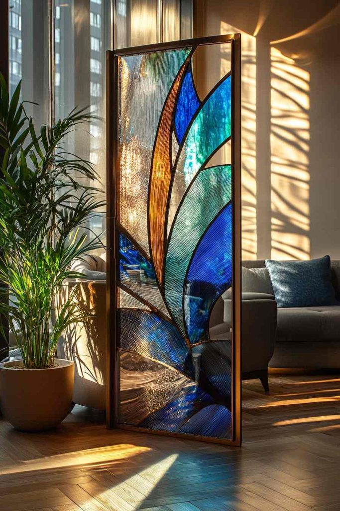 Elegant Stained Glass Room Divider