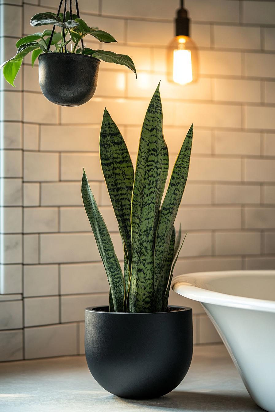 Indoor Plant Display in Bathroom