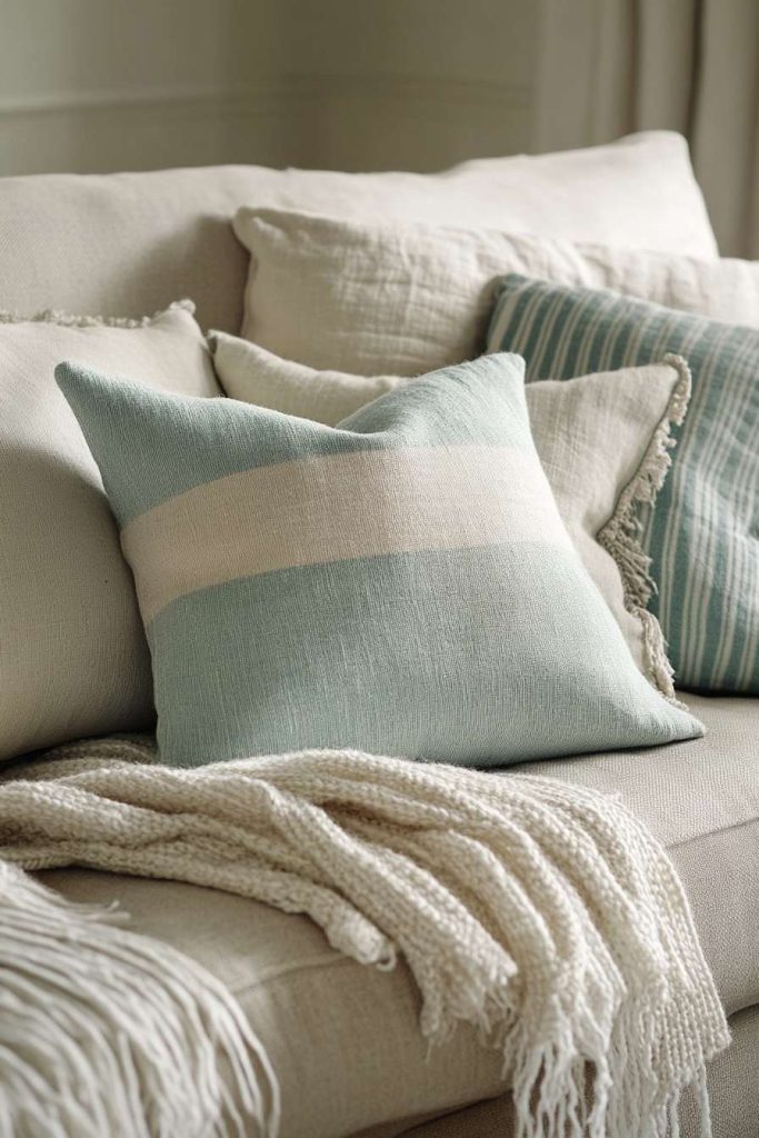 Linen Upholstery with Soft Throw Pillows and Textures