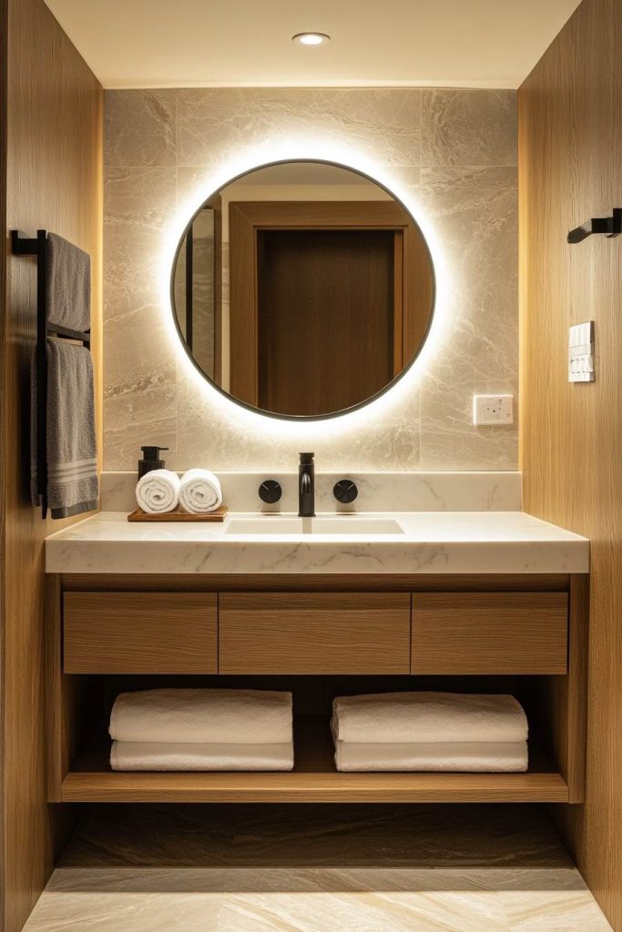 Modern Floating Vanity in a Small Space