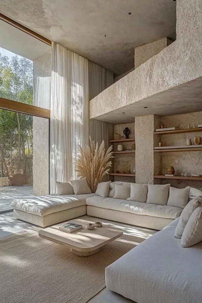 Neutral Sectional in Open-Plan Living Room