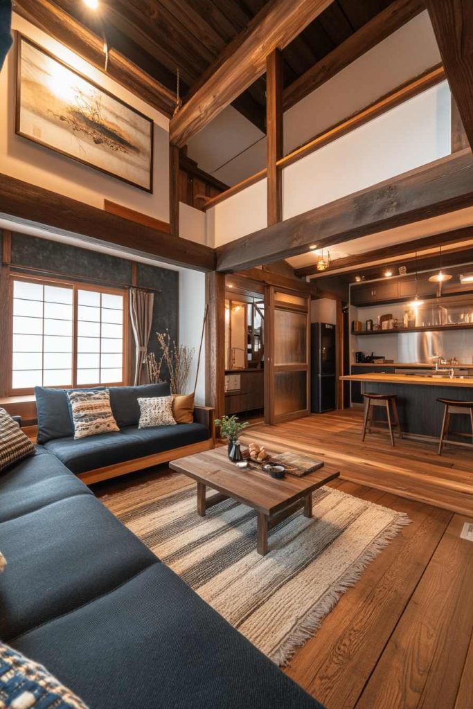 Open Concept Rustic Living Room