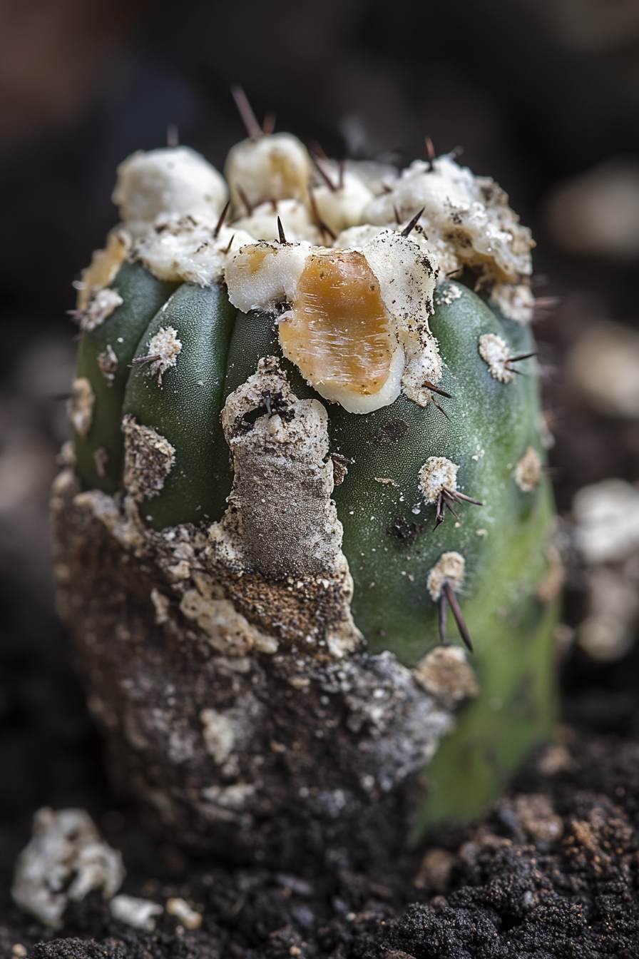 Overwatered Cactus with Moldy Soil