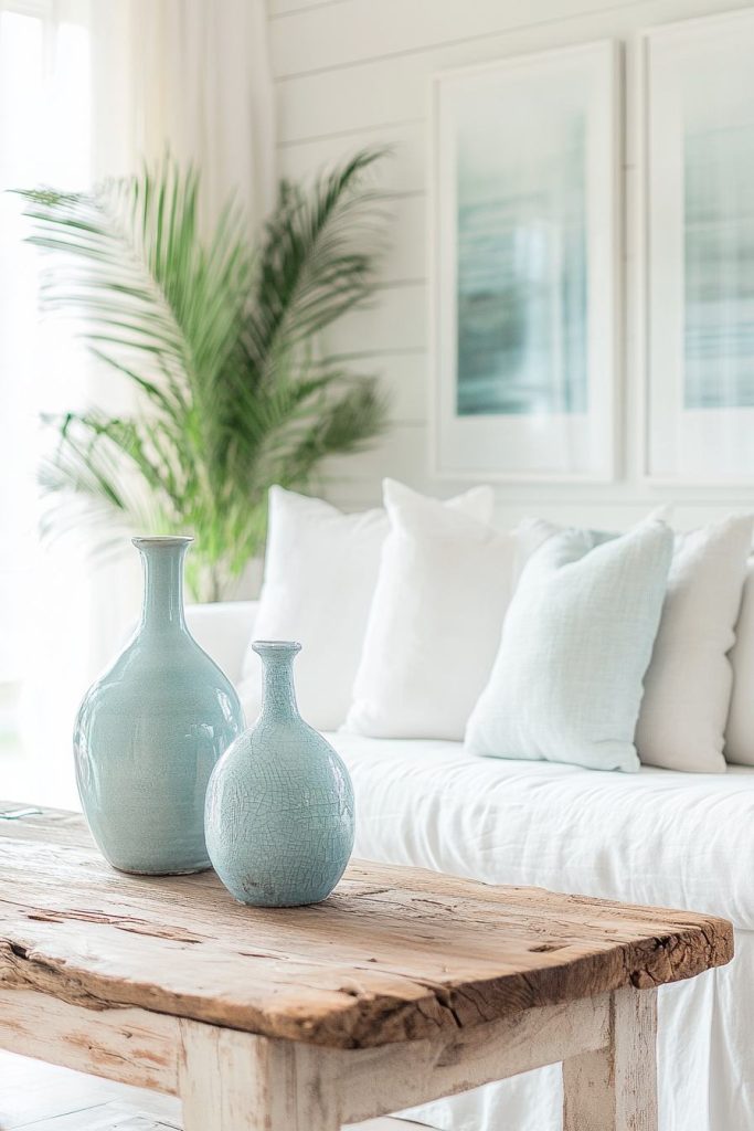 Slipcovered Sofa and Driftwood Coffee Table Ensemble