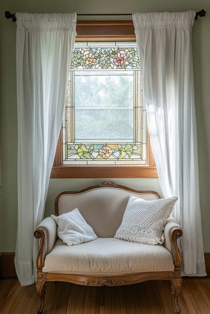 Window Panel Above a Compact Sofa