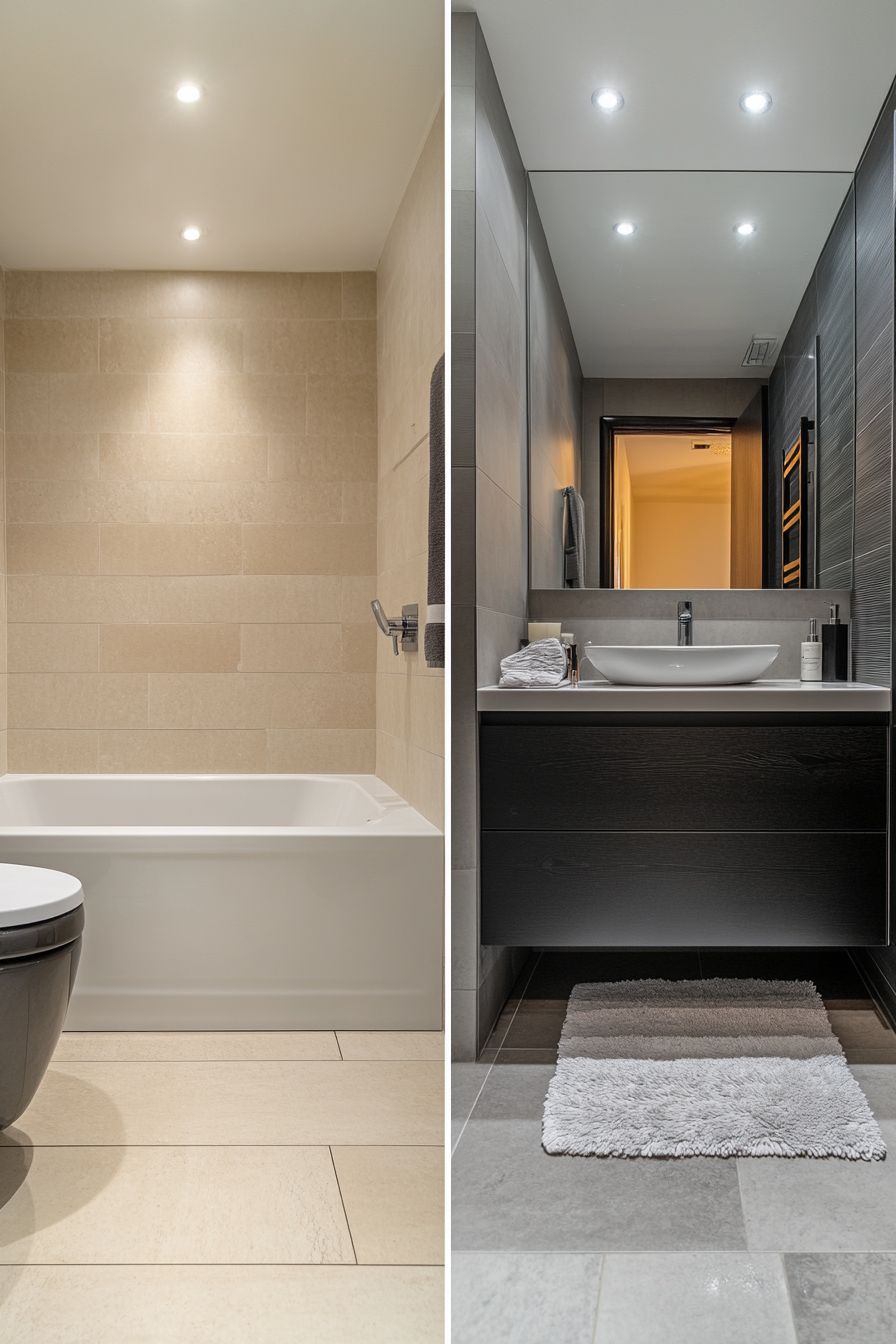 Before-and-After of Monochrome Bathroom Makeover
