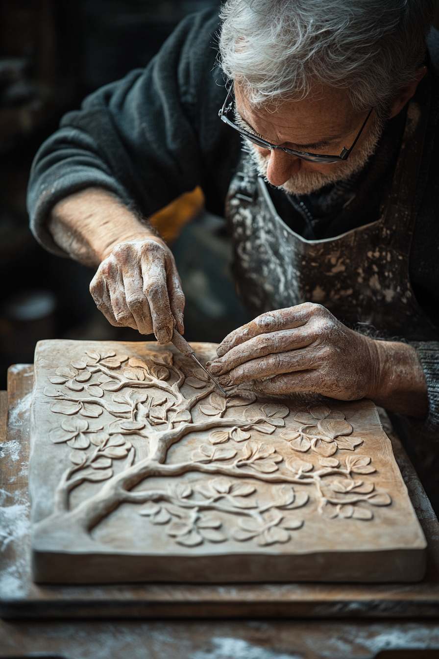 Carving Motifs into a Leather-Hard Slab