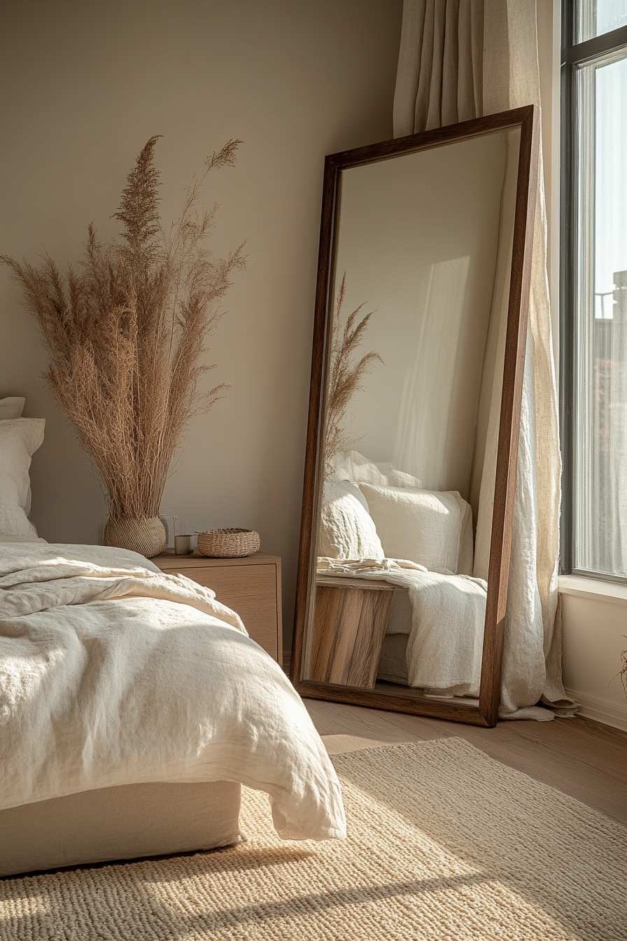 Compact Coastal Bedroom with Mirror
