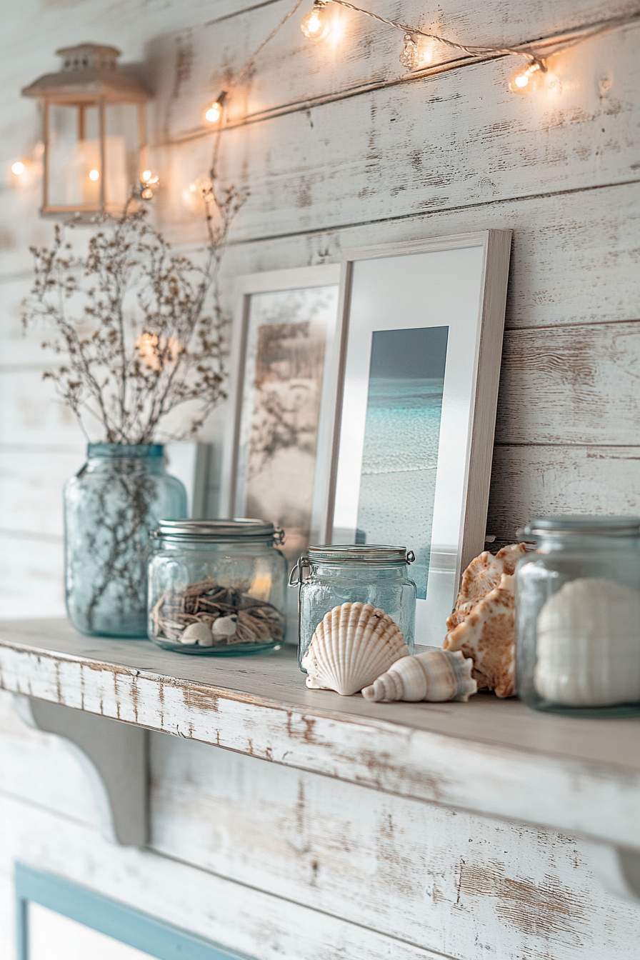 DIY Shelf with Beach Memorabilia